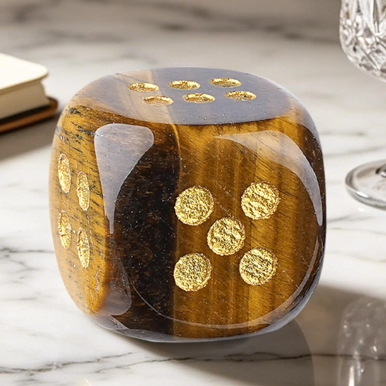 

2pcCrystal Dice Natural Handcrafted Decorative Mahjong Stone Six Sided Dice For Adults Player Collectors Family Club Mahjong DIY