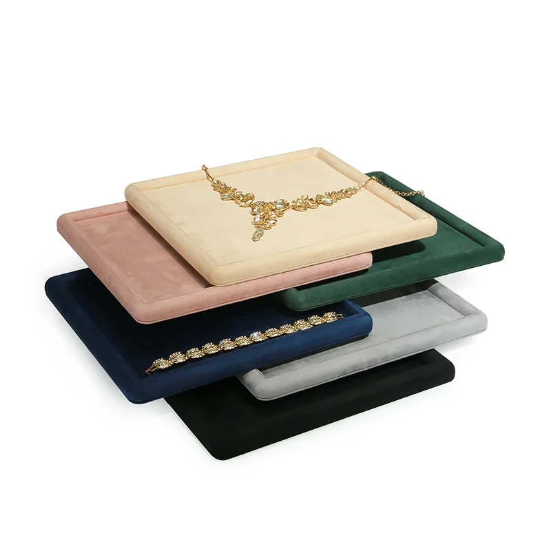 

Velvet Jewelry Tray for Rings Necklaces Bracelets Watches Display Jewelry Storage Tray Photo Props for Accessories Blank Box