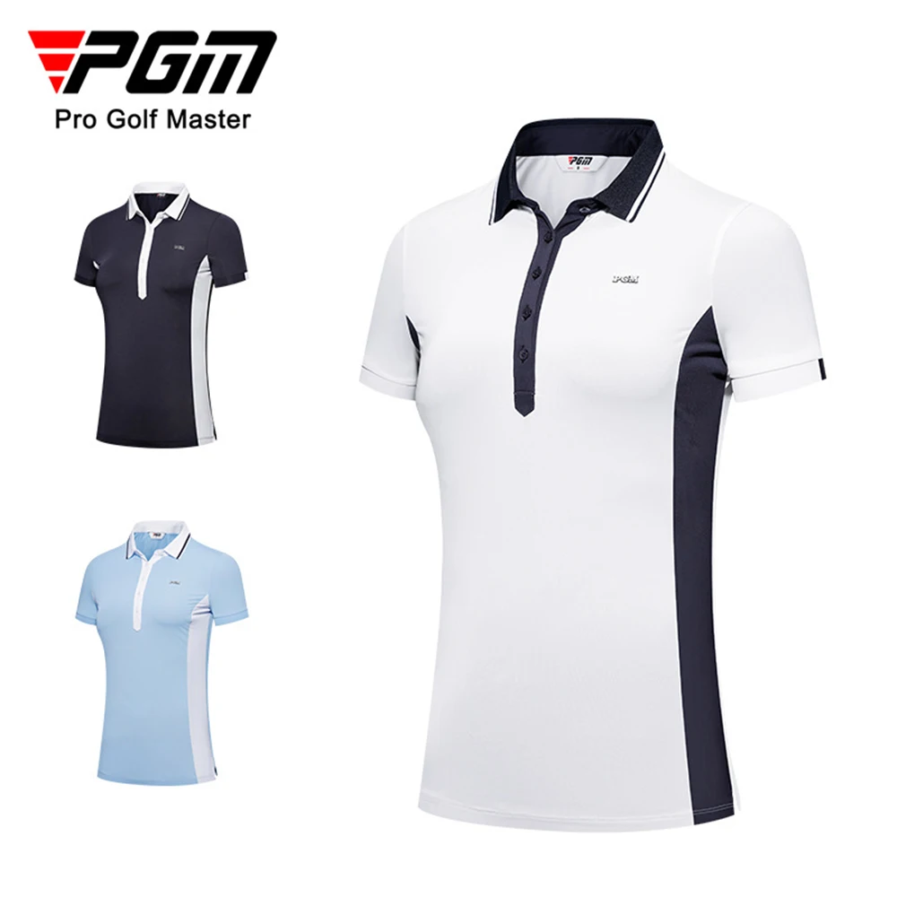 

PGM Women's Golf Short Sleeves T-shirt Breathable Quick-dry Golf Short Sleeves Casual Polo Collar Sports Top YF555