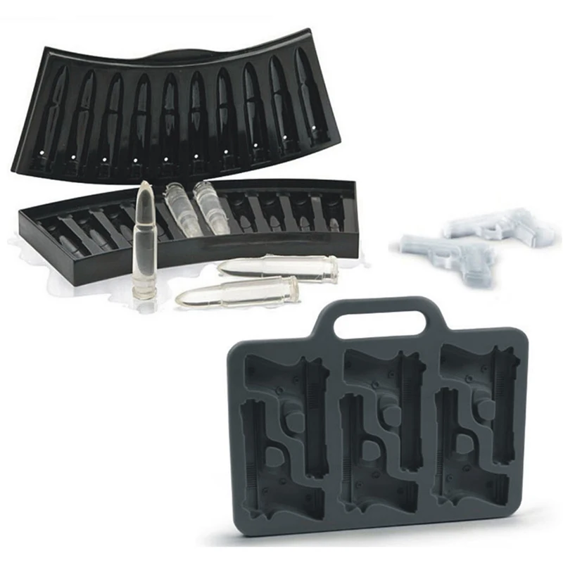10 Grids Ice Cream Maker Silicone Ice Cube Mold Bullet Gun Shape Ice Cube Tray DIY Drinking Bar Tool