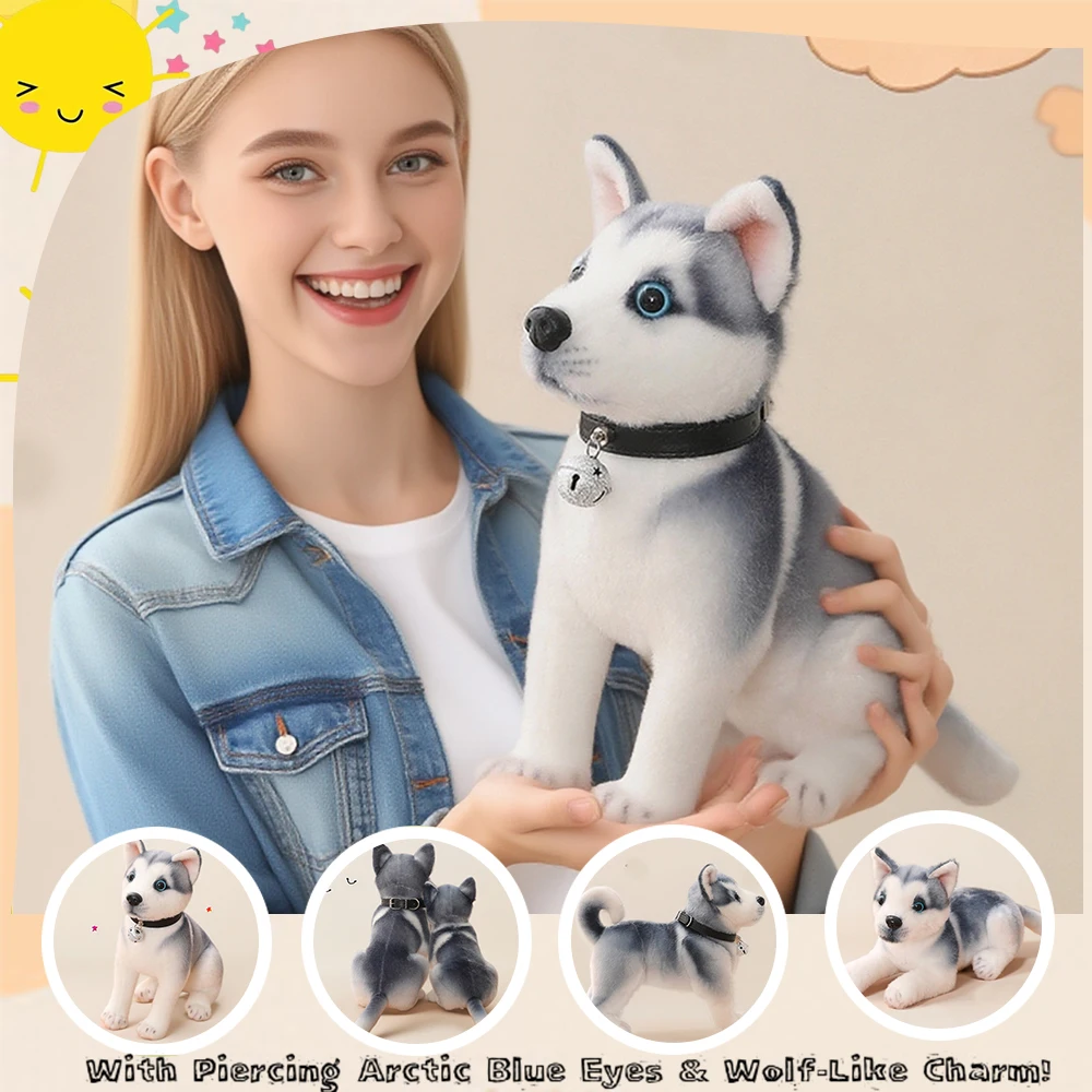 

Реалистичная плюшевая игрушка для собаки Акиты, реалистичная кукла для собак санок хаски, милая собака Сиба-ину, далматинская собака Миру, плюшевая собака, подарок на день рождения для детей