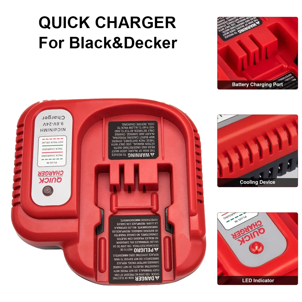 Suitable for Black & Decker BDFC240 Charger 9.6V-24V NICD/NIMH Nickel Battery Power Tool Charger Replacement Battery Charger