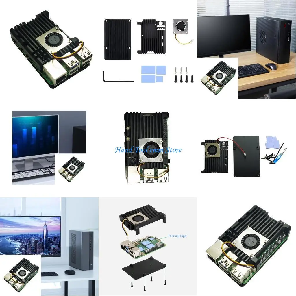 

H37F High Quality Aluminum Alloy Case with Cooling Fan for Raspberry 5 Optimal Heat Dissipation, Full Coverage Shells