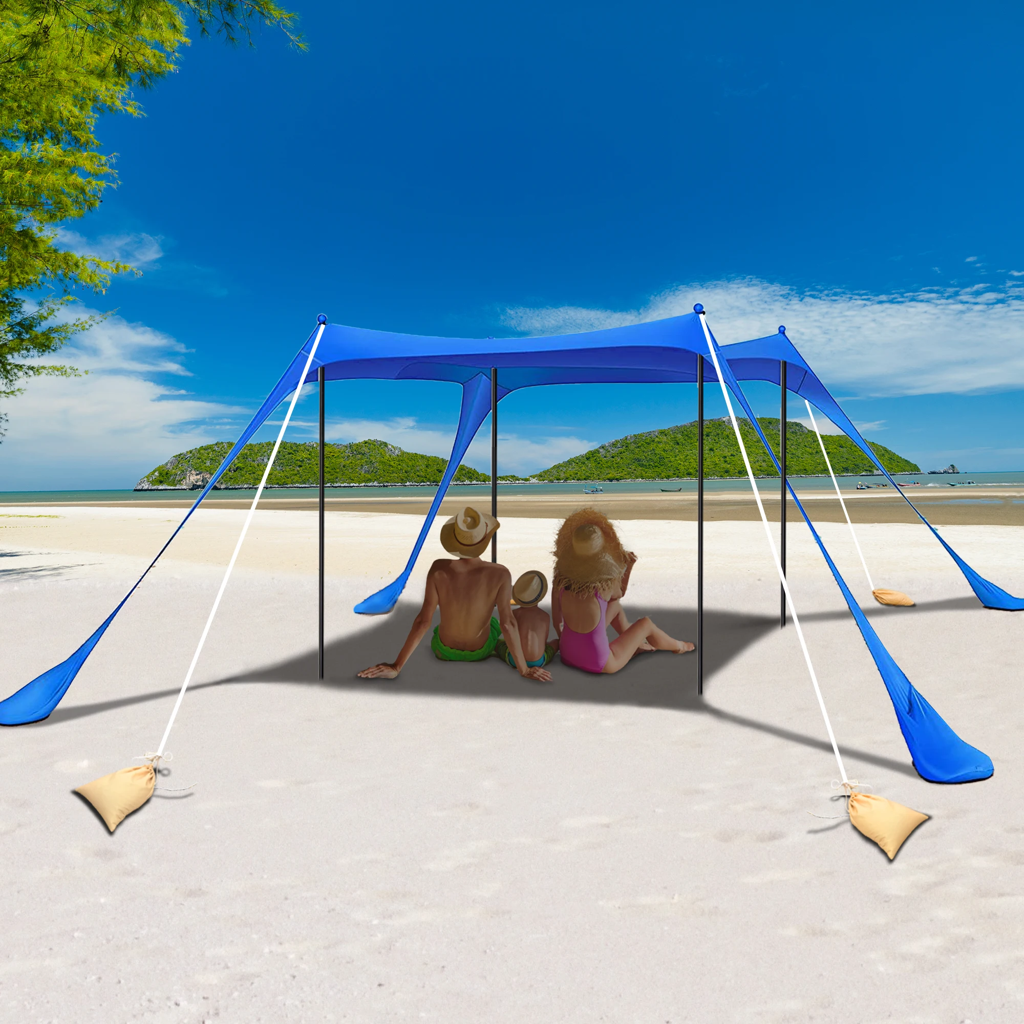 Beach Canopy Tent Pop Up Sun Shade with Carrying Bag for Backyard