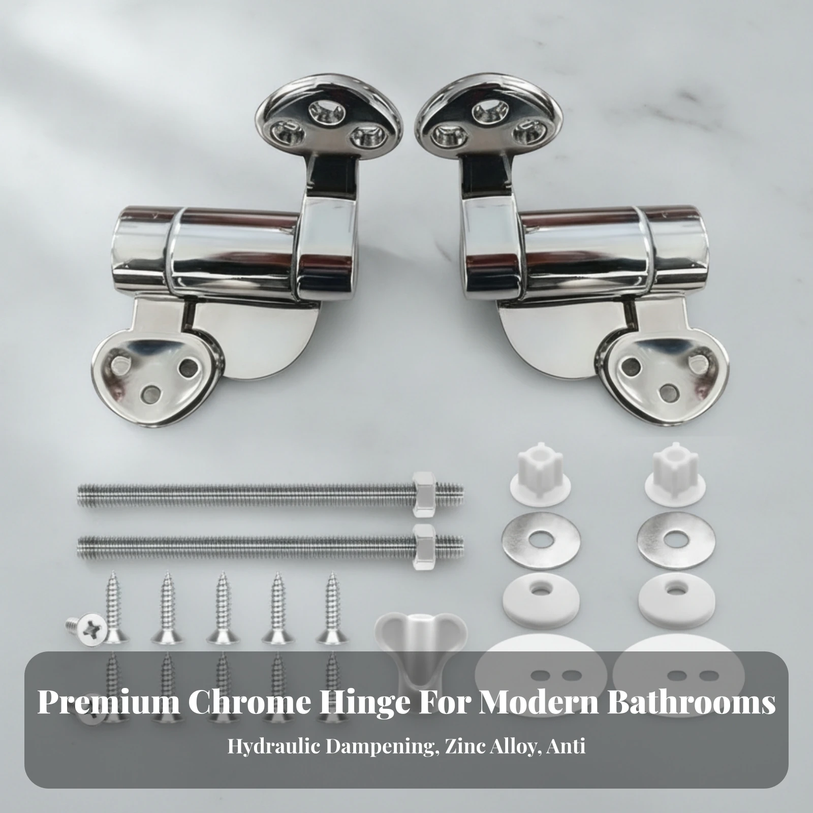 Toilet Seat Hinge Set Corrosion Resistant Toilet Hinges with Soft-Close Function Hardware Long Lasting Easy to Clean