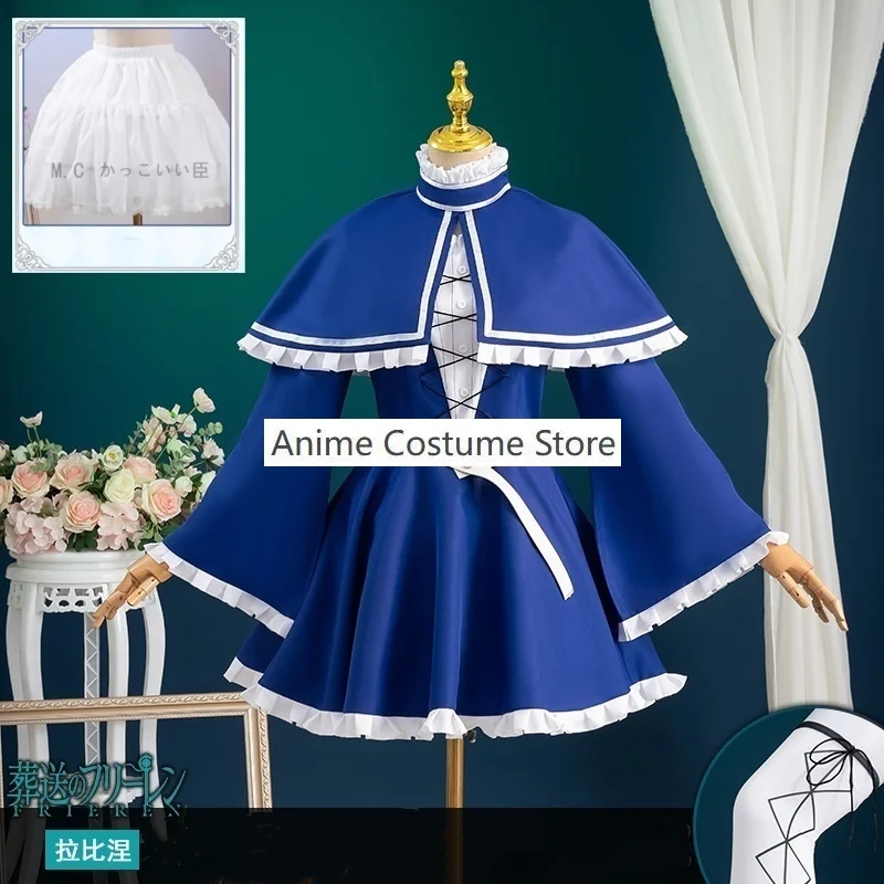 

Frieren Beyond Journey's End Lawine Cosplay Costume Blue Dress Cloak Uniform Stocking Third-class Mage Halloween Convention Suit