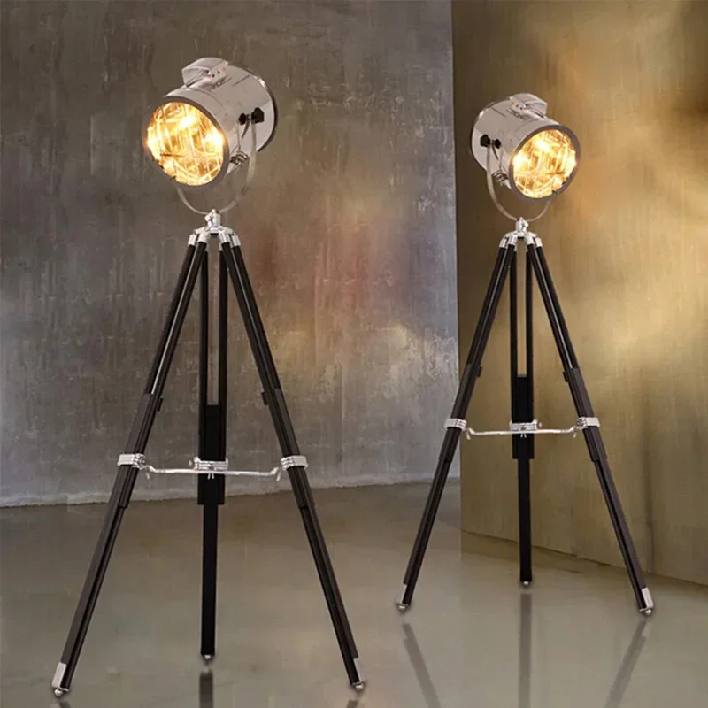 New Nordic Creative Simple Living Room Floor Lamp Photography Studio Exploration Folding Stainless Steel Tripod Floor Lamp
