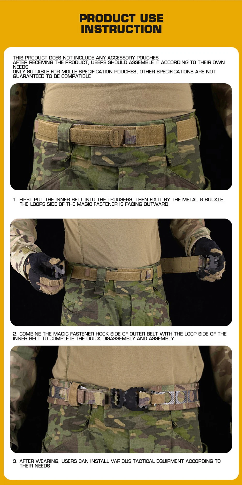 Taktischer Gürtel Ferro Style Bison Kampfgürtel Ranger Grün für Jagd Airsoft MOLLE-Gürtel mit Schnellverschluss-Schnalle Leichtgewicht – Detail 11