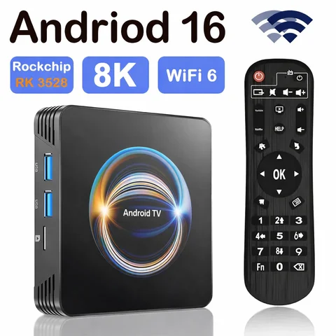 Smart Android 16 TV Box 8K HDR10 Streaming Player Dual Band WiFi BT Smart Set Top Box Netflix Remote Included IPTV  Media Player