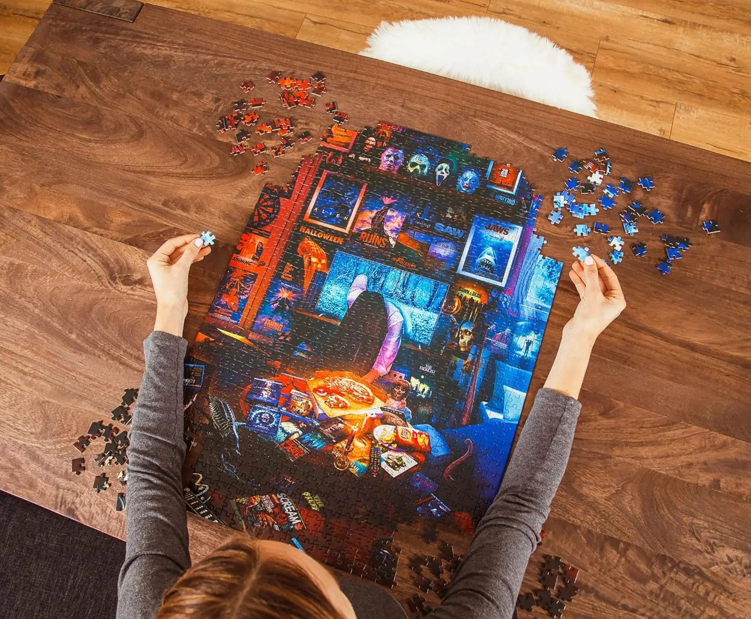 300/500/1000Pcs Wooden Puzzle Horrors and Scary Movies Jigsaw Puzzle for Gameroom Bedroom Livingroom Decor Family Fun Activity