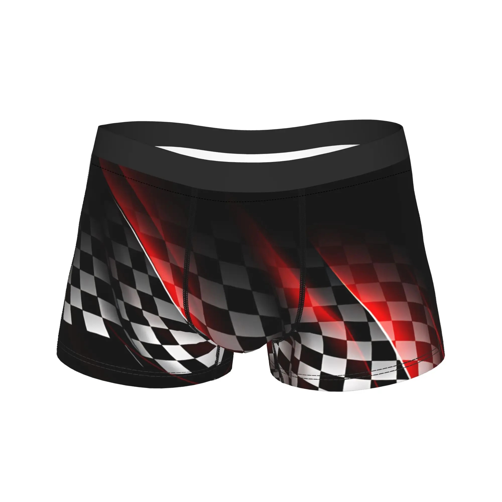 Racing Checkered Motor Underwear  Design Boxershorts Quality Men's Underpants Sexy Soft Boxer Brief Gift Idea