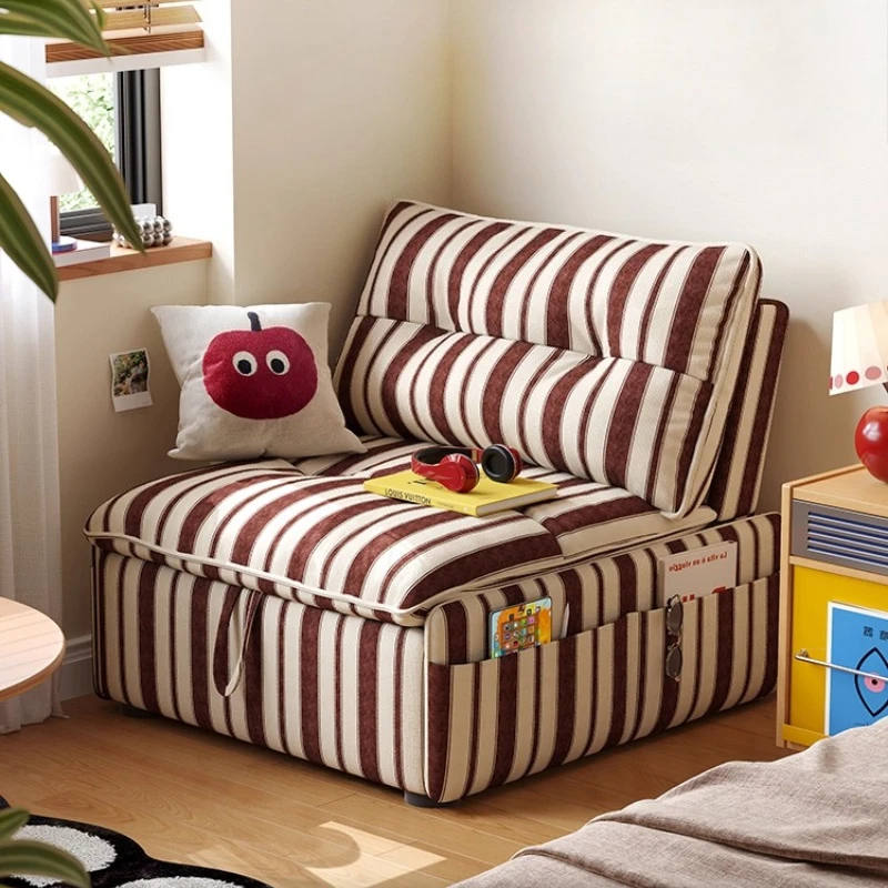 

Современная скандинавская маленькая квартира для гостиной, многофункциональный диван-кровать в стиле ретро, одиночные диваны, мебель, французский кремовый диван-кровать для дома