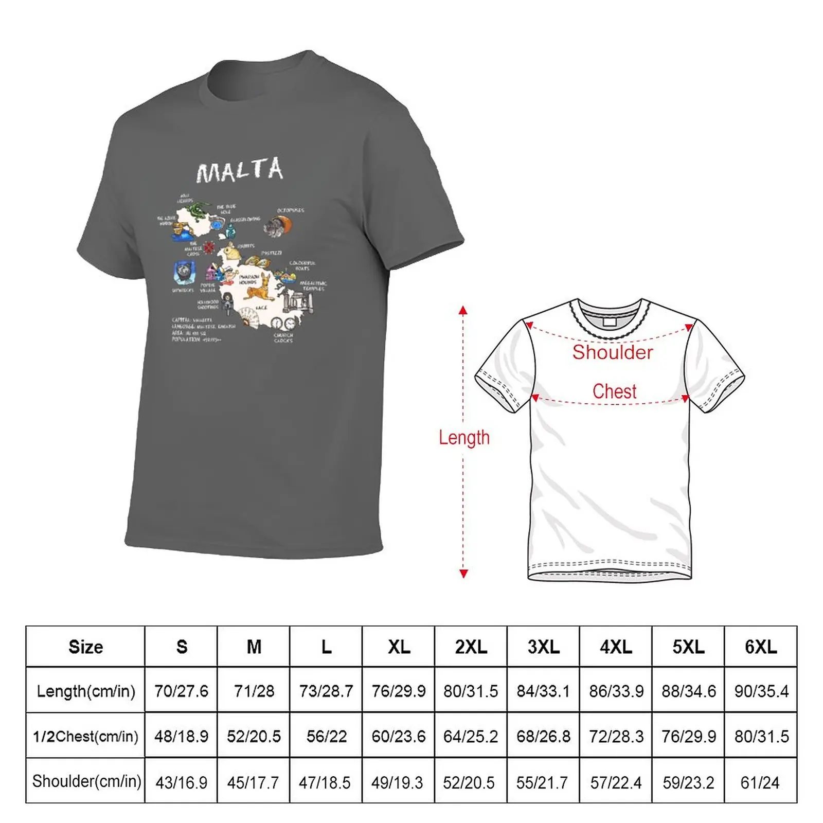 New Malta - illustrated map T-Shirt korean fashion oversized t shirts T-shirt short plain t-shirt men