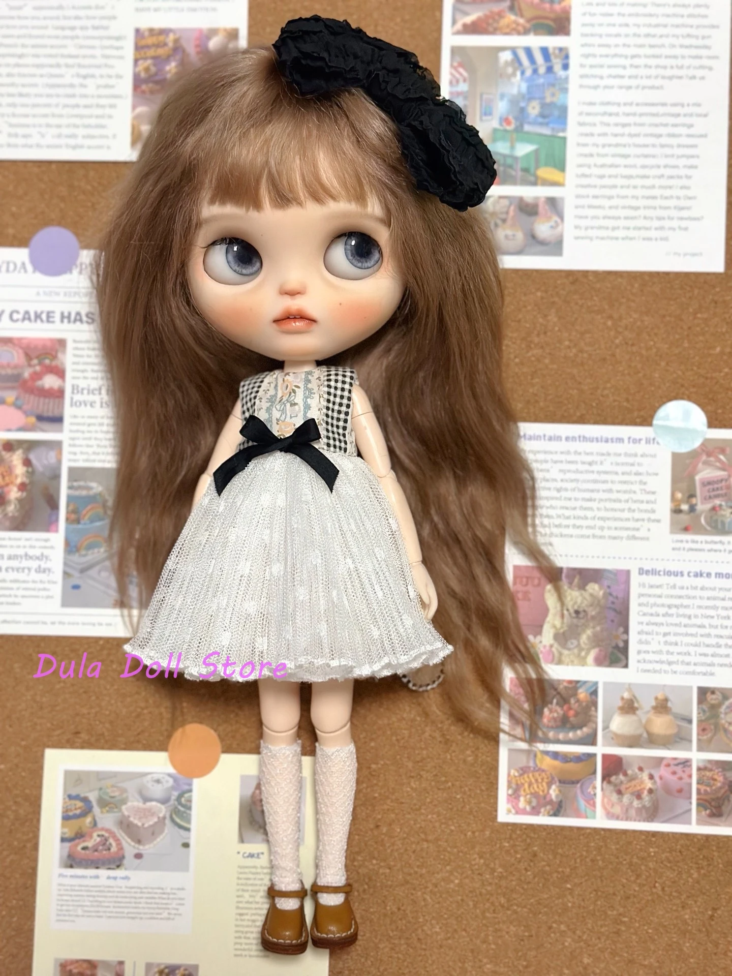 

Dula Doll Clothes Dress Sweet little gauze skirt headwear set Blythe ob24 ob22 Azone Licca ICY JerryB 1/6 Bjd Doll Accessories