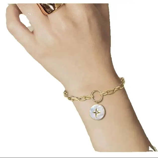 WT-B570 Natural Round Pearl Shell Thick Chain Bracelet, Europe and the United States cross border hot style, personality