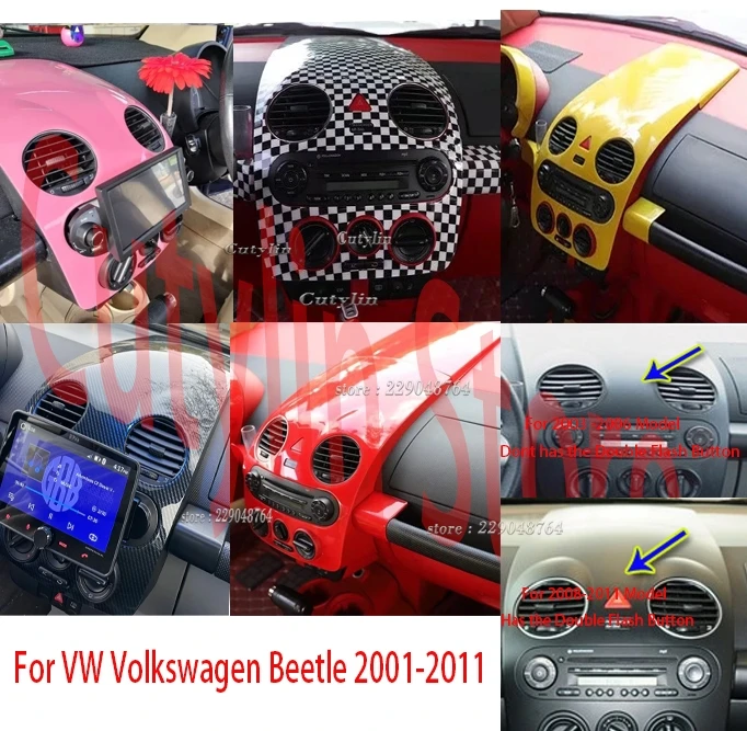 LHD RHD For VW Volkswagen Beetle 2001-2011 ABS Car Center Console Dashboard Panel Air Condition Outlet Cover Trim Accessories