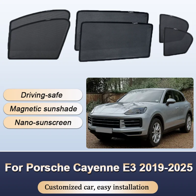 

Солнцезащитные козырьки для Porsche Cayenne E3 2019 2020-2025, солнцезащитные козырьки, магнитная теплоизоляция, сетчатые оконные шторы, козырек, автомобильные аксессуары