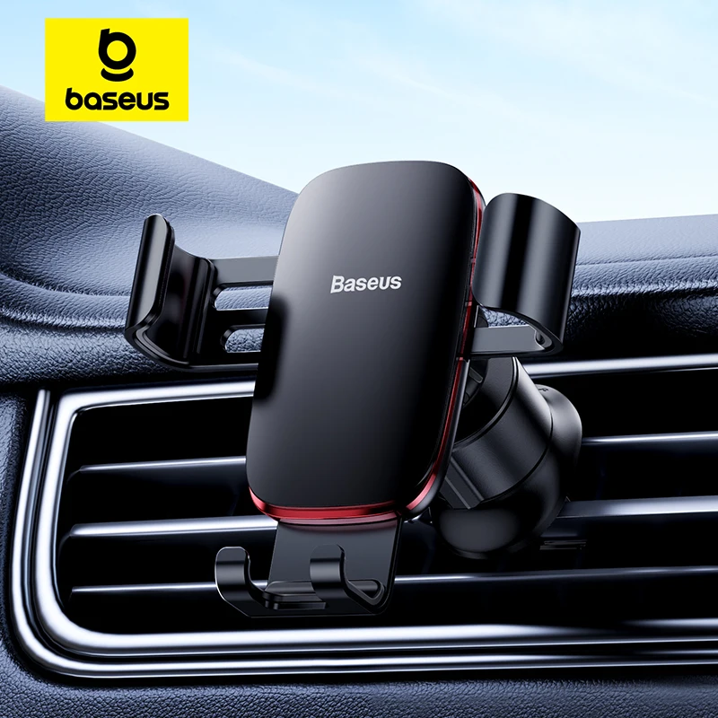 Baseus Metal Car Phone Holder for Car Air Vent Mount Phone Holder Stand for iPhone Samsung Metal Gravity Mobile Phone Holder