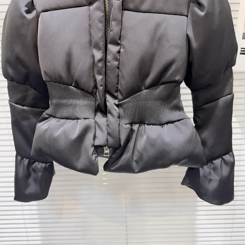 KBQ-abrigos cálidos adelgazantes con cremallera empalmada para mujer, chaquetas informales minimalistas de manga larga con cuello levantado, estilo de moda femenina