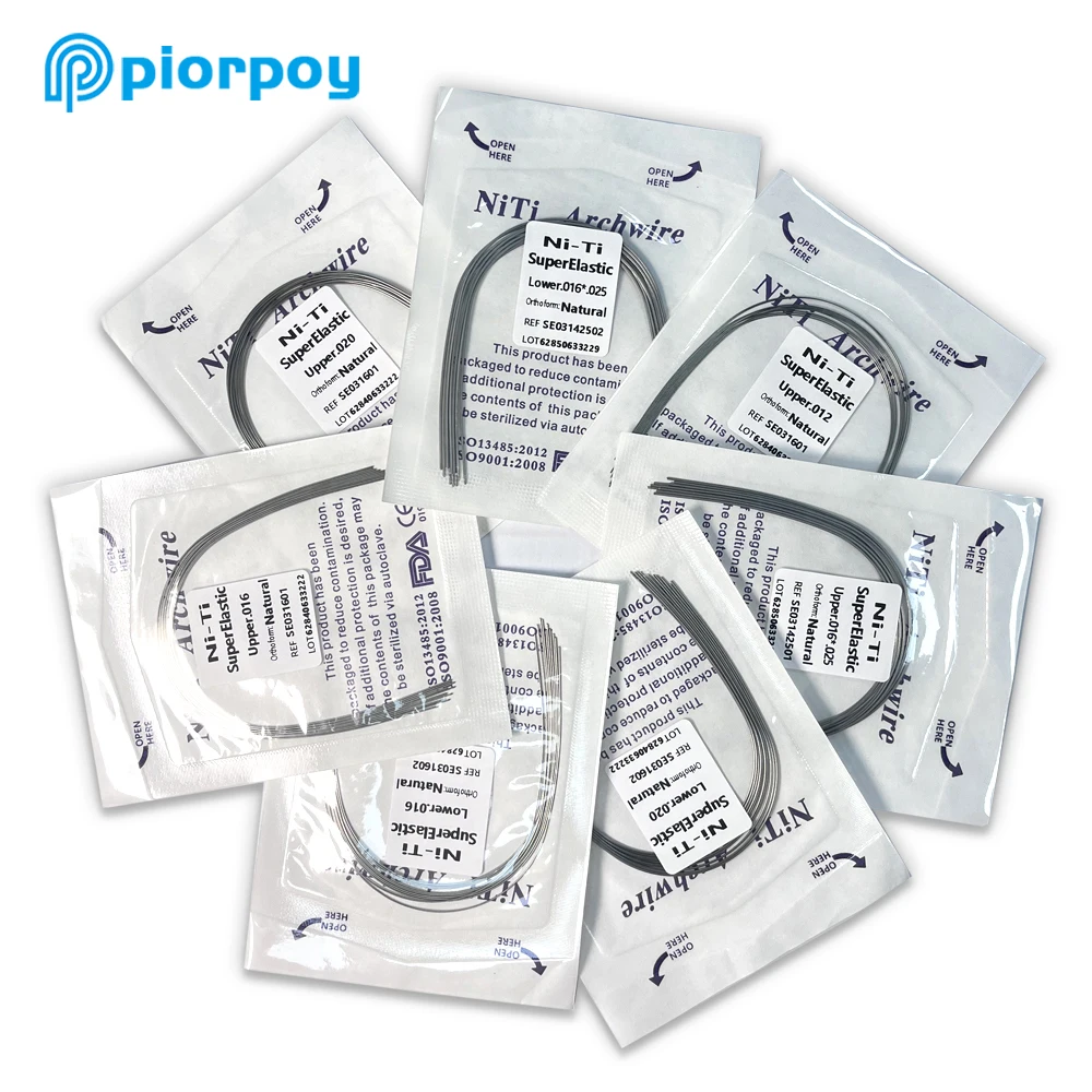 PIORPOY 10Pcs Orthodontic Dental Super Elastic Niti Arch Wires Natural Form Round Rectangular Arch Wires for Braces Dentist Tool