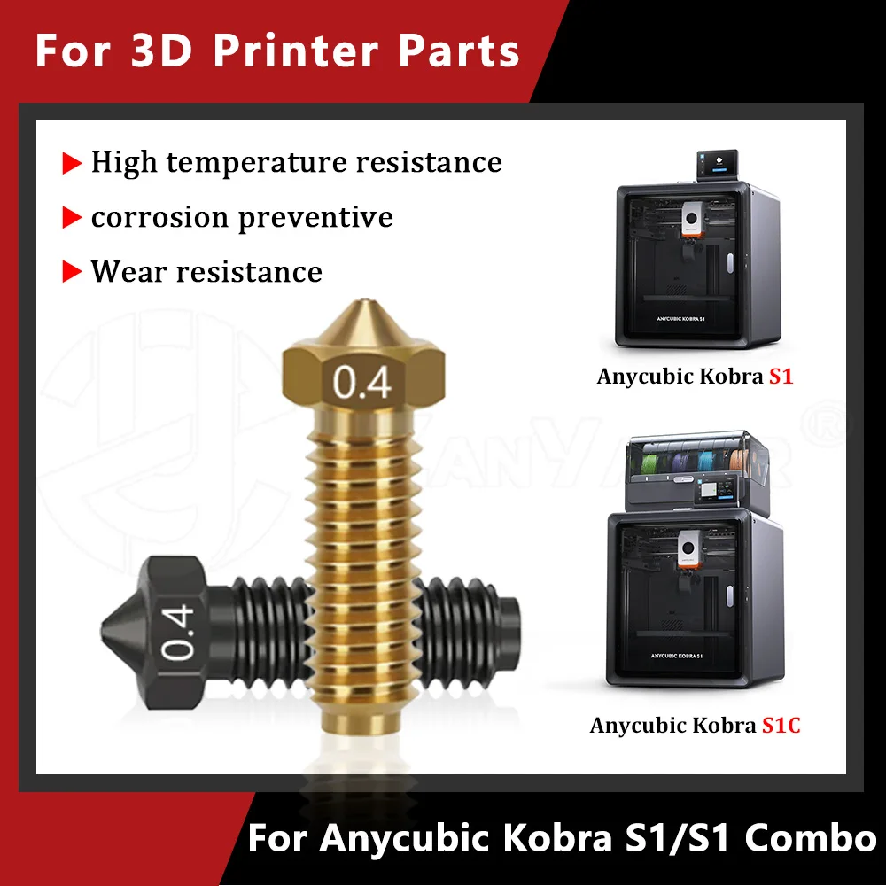 

Для Anycubic Kobra S1/S1 Combo Hotend сопла твердость латунь 0,2/0,4/0,6/08 мм металлическое сопло для 3D-принтера запасные части