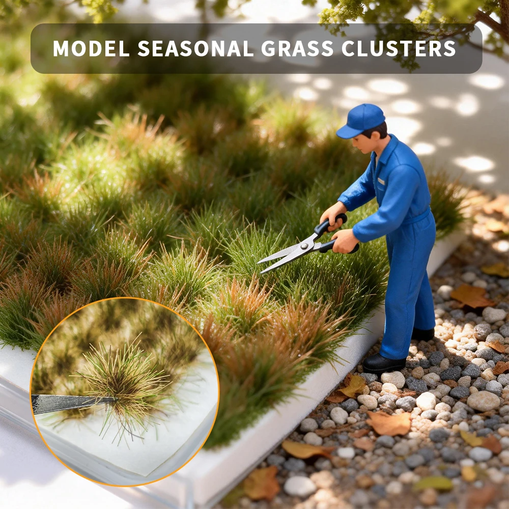 104/208 szt. Miniaturowe statyczne trawy, zestaw modelarski, roślinność, krzewy, żywopłoty do modeli kolejowych/budynków/ogrodów, akcesoria do krajobrazu trawnikowego