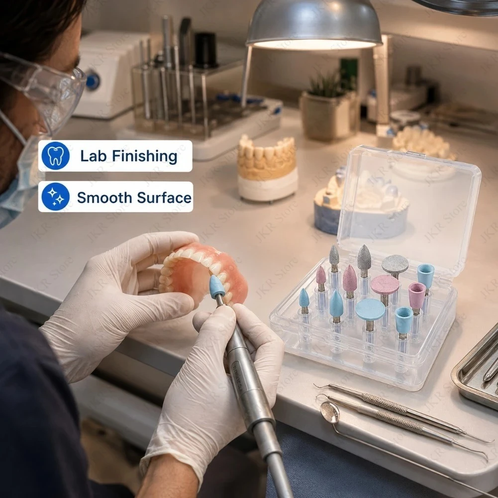 Silicone Polishing Grinding Head Kit RA 2.35mm for Resin Porcelain Composite Low Speed Handpiece Laboratory Tool Set Pack Use view 6