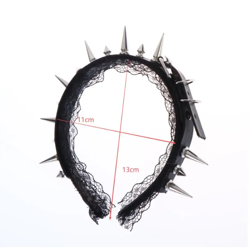Gothic Punk Haarband für Mädchen Spitze Nieten Kopfschmuck Cosplay Kostüm Themenveranstaltungen Club-Auftritte – Detail 10