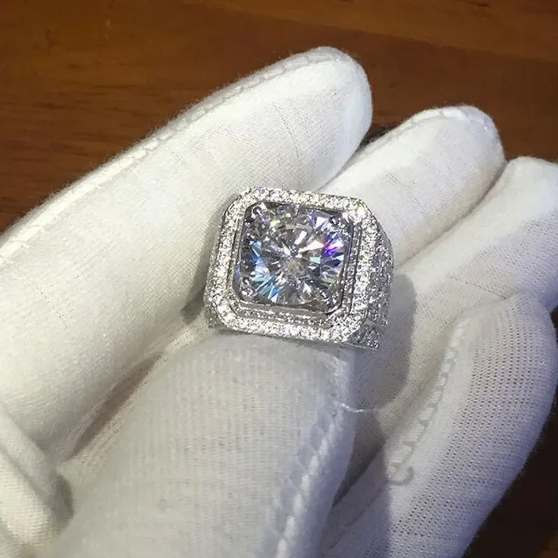 Herrenring aus 925er Sterlingsilber mit 2 Karat simuliertem Diamant, Verlobungs- und Ehering, Saphir-Schmuck für Jungen, Größe 8-13 – Jungen – Detail 8
