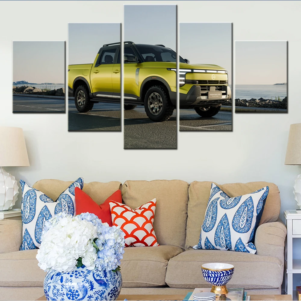 5 Pieces Canvas Wall Arts Poster Painting Cars Frontier Pro Plug-in Hybrid 2025 Wallpaper Home Decorative Living Room Artwork
