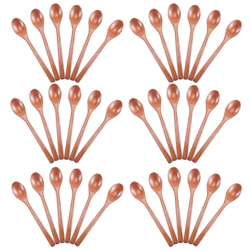 

Wooden Spoons, 36 Pieces Wood Soup Spoons For Eating Mixing Stirring, Long Handle Spoon Kitchen Utensil