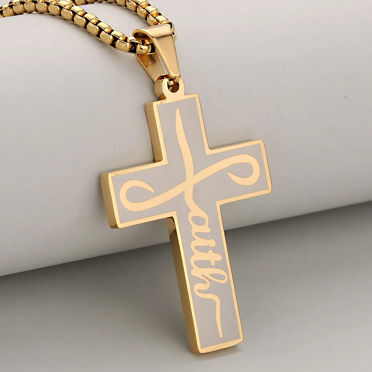 Street Style Punk Hip-Hop Middle Eastern Religious Belief Stainless Steel Cross Pendant Necklace For Men And Women