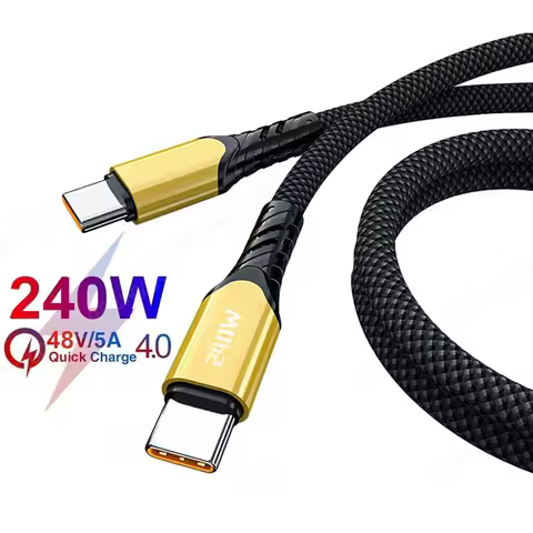 240W USB C Cable Power Wire QC4.0 for MacBook Samsung iPhone 15 16 USB C to C PD Cable 48V5A Fast Charging Type C Cable