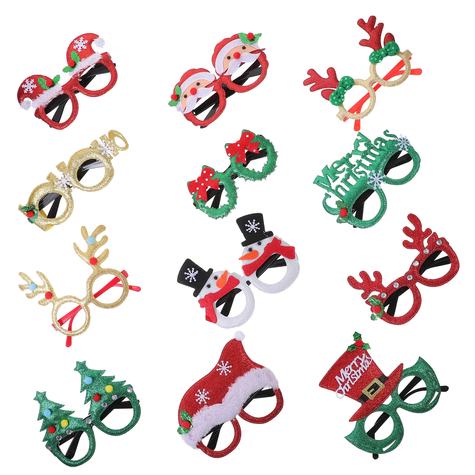 

Christmas Glasses Hat Set Holiday Party Photo Props Eyeglasses Christmass Frames