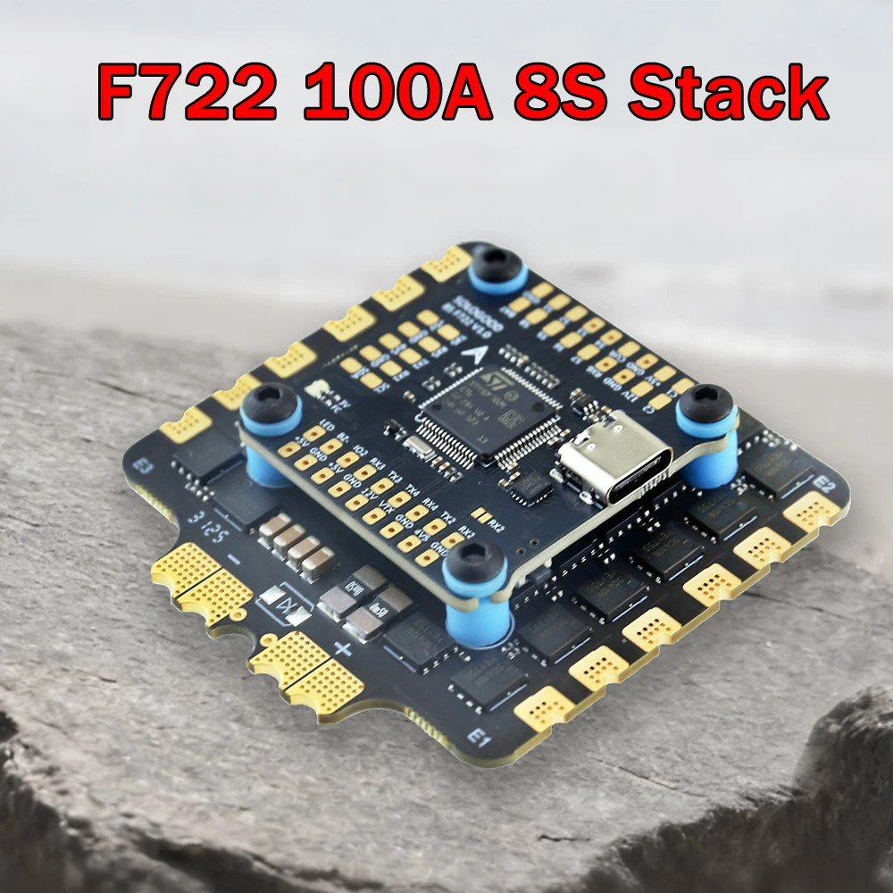 SoloGood F722 8S 100A Stack ICM42688P F722 Flight Controller 100A 4in1 ESC 30.5X30.5mm 3-8S for FPV Drones