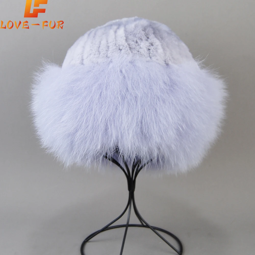 

Luxury Lady Winter Genuine Fox Fur Cap Beanies Warm Soft Fluffy Natural Fur Hat Women Winter Hat Real Rex Rabbit Fur Bomber Hats