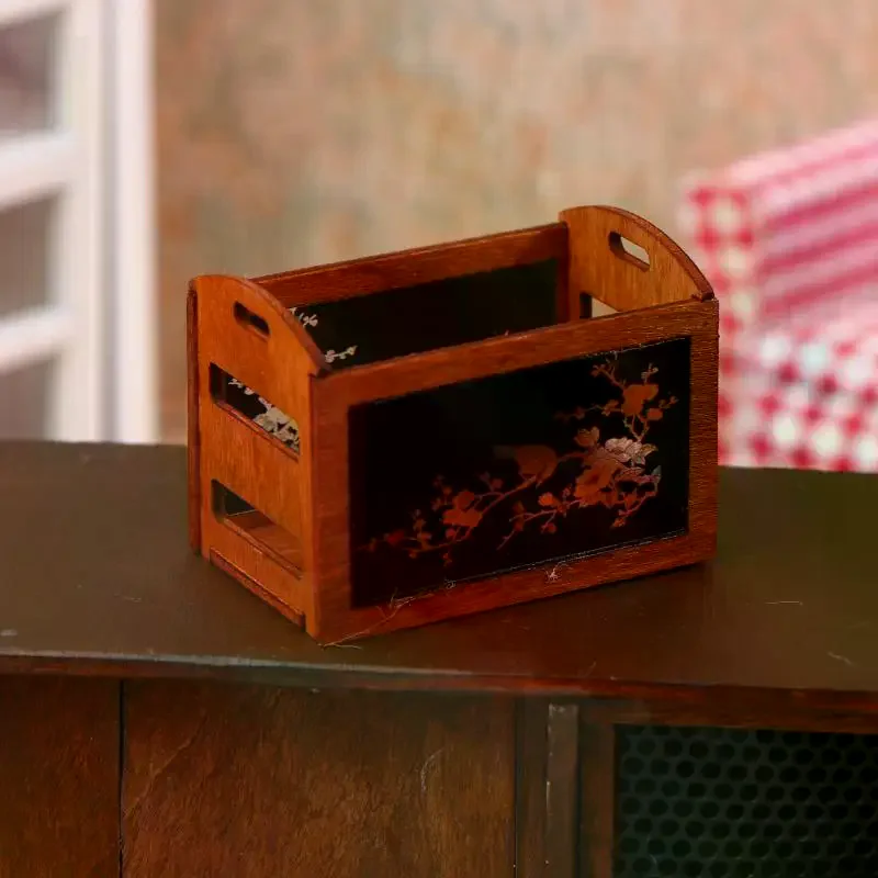 1:12 دمية مصغرة الرف سلة التخزين الأثاث نموذج المنزل ديكور لعبة بيت الدمية الملحقات