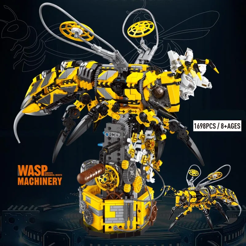 City MOC 1698pcs Mechnical Insects Bumblebee Model Kit Building Blocks DIY Creative Mech Bee Bricks Toys For Children Boys Gifts