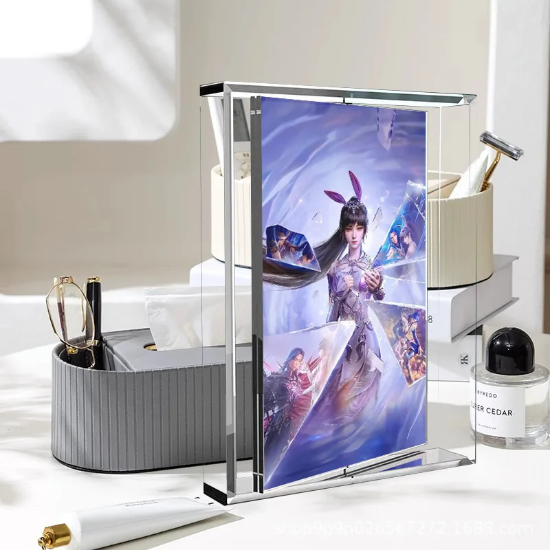 360° Rotation Acrylic Floating Picture Frame Decorative 5/6/8/10inch Creative Photo Frame Display for Tabletop Desk or Display