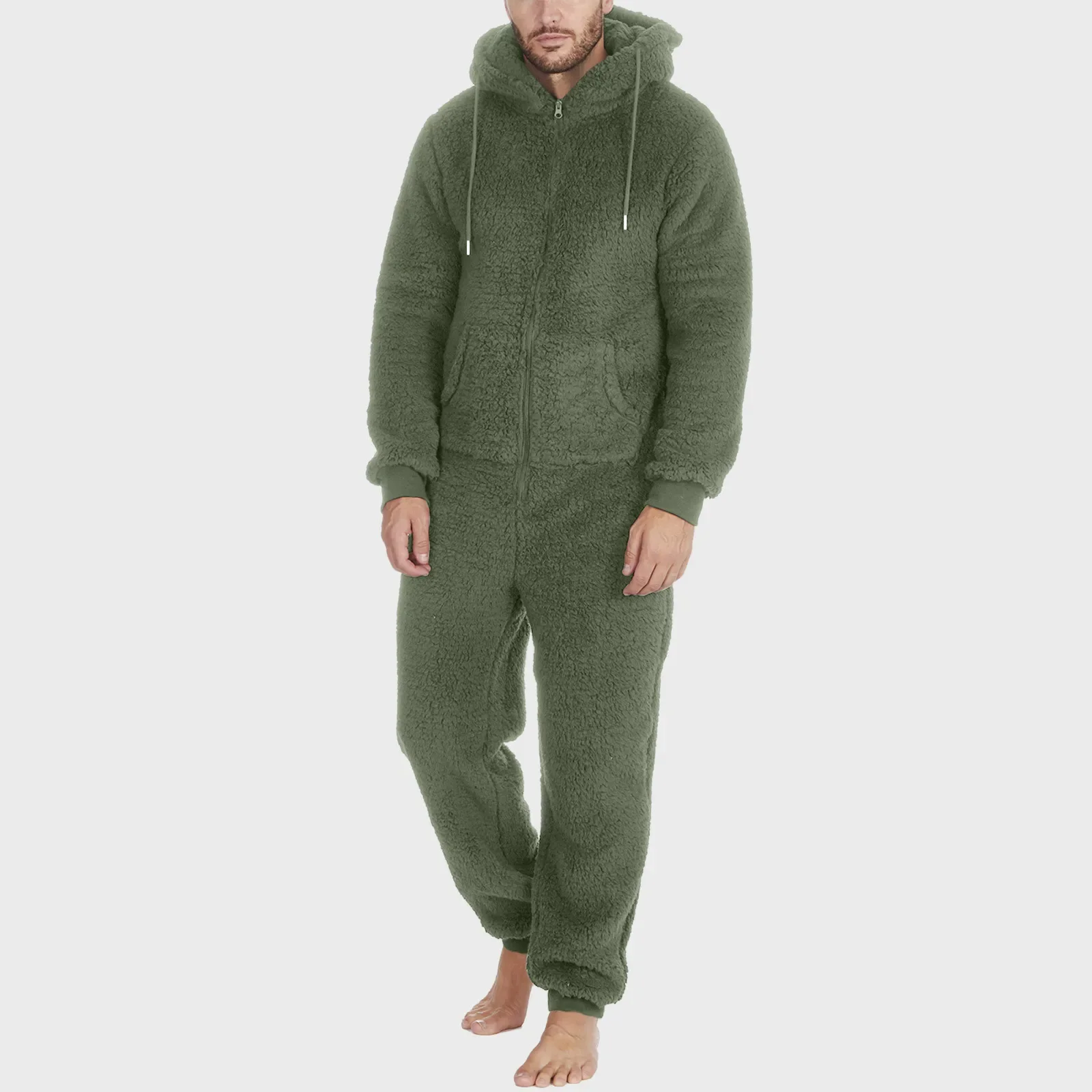 Pijama de felpa con forro polar para hombre, ropa de dormir de franela con capucha para uso diario, mono cálido para invierno, 5XL