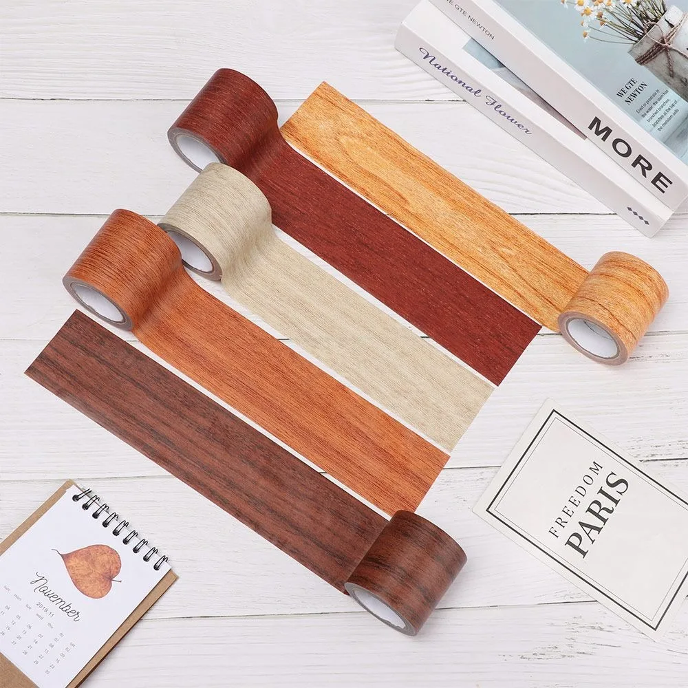 5M/Roll Self-adhesive Furniture Repair Tape Wood Grain DIY Floor Renovation Sticker Mildew-proof Waterproof Wall Waist Line