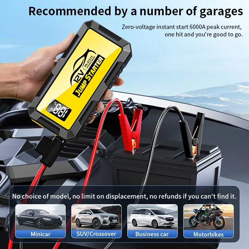 

12V Portable Charger Car Starting Device 16000mAh 6000A Auto Battery Emergency Boosters With Digital Display