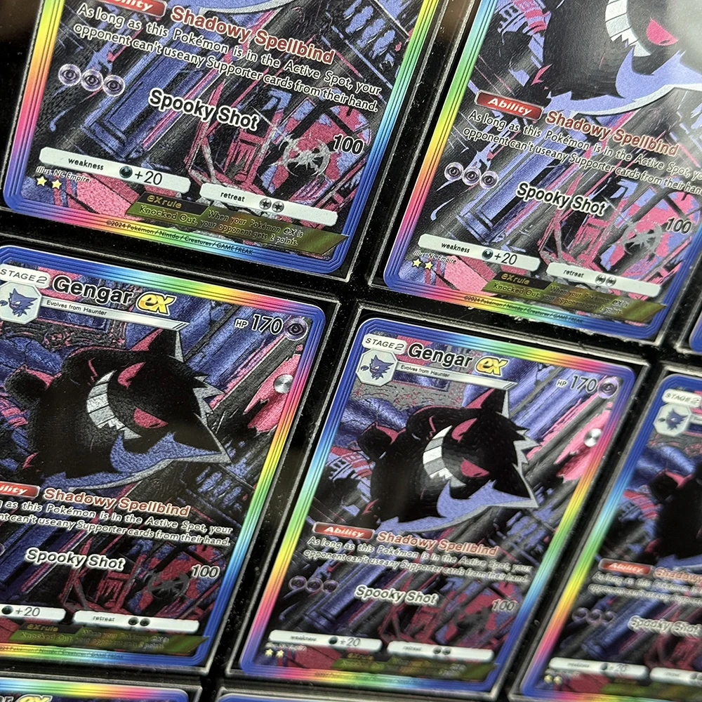 DIY Anime PTCG Pocket Series Collection Card Gengar Ex Spooky Shot English Refractive Color Flash Trading Cards Child Gifts