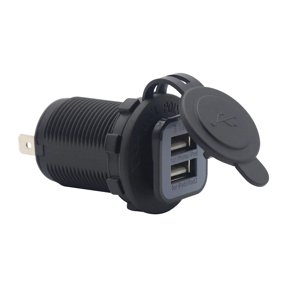 Dual USB Charger Socket 12-24V Car Charger Socket USB Power Outlet for Car Boat Marine Motorcycle RV ATV