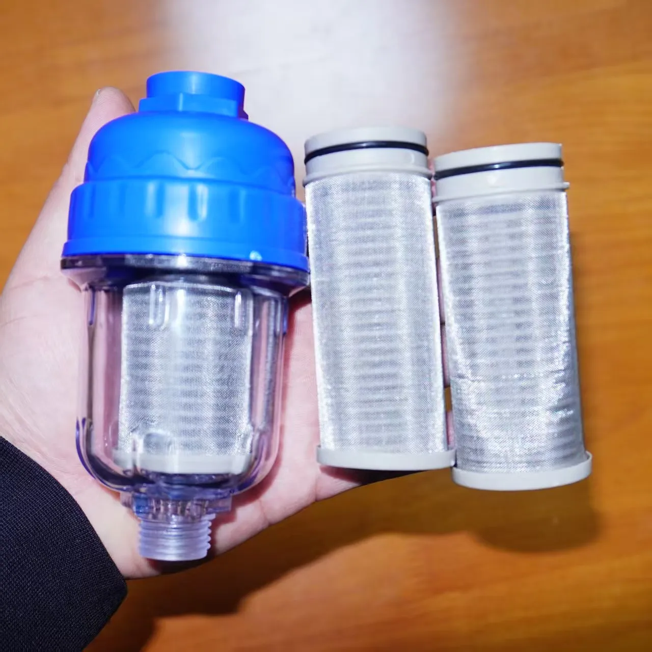 Filtre à eau réutilisable pour machine à laver, purificateur de sédiments, avec 2 cartouches supplémentaires en acier inoxydable, 3 pièces