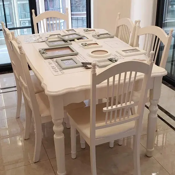 

All solid wood dining table and chair combination, modern simple dining table