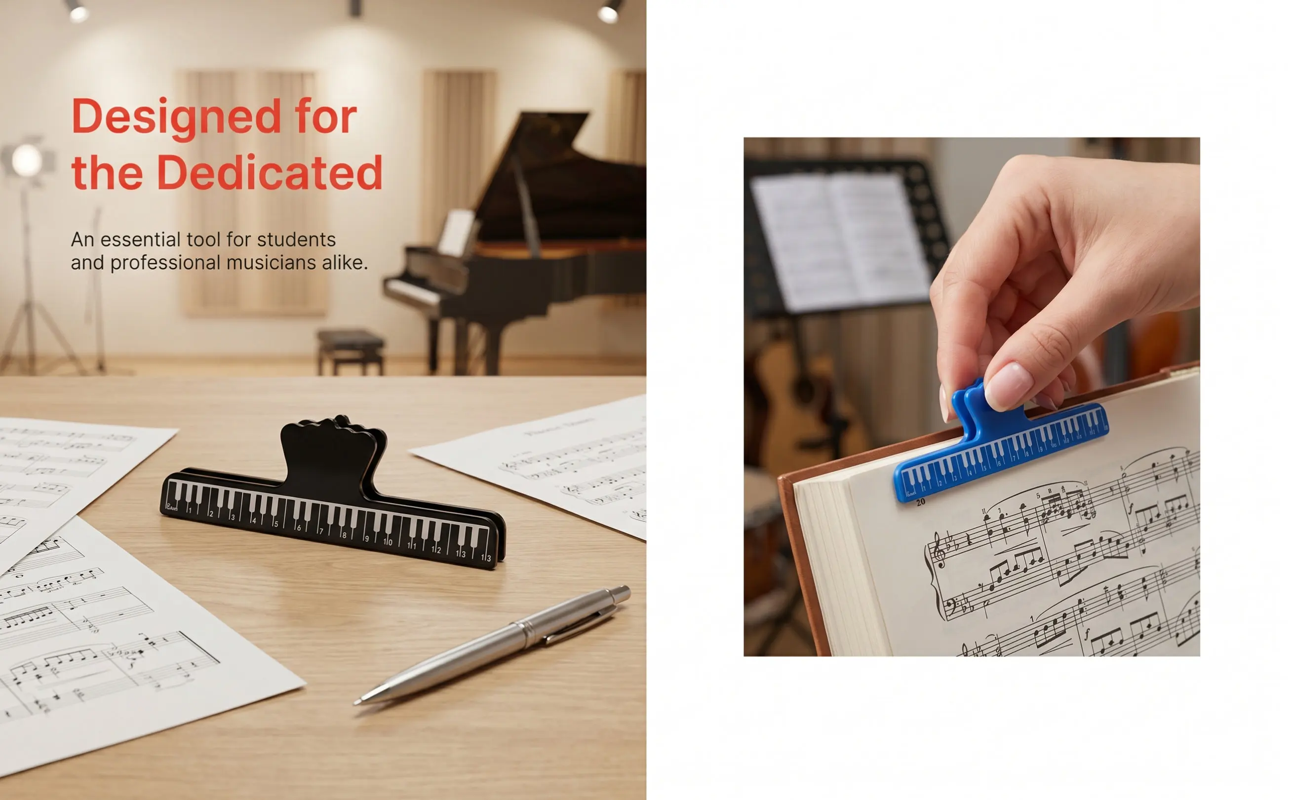 8Pcs Piano Score Clips High-Class ABS Material Page Fixing Clamps for Sheet Music Music Book Clips Musical Instrument