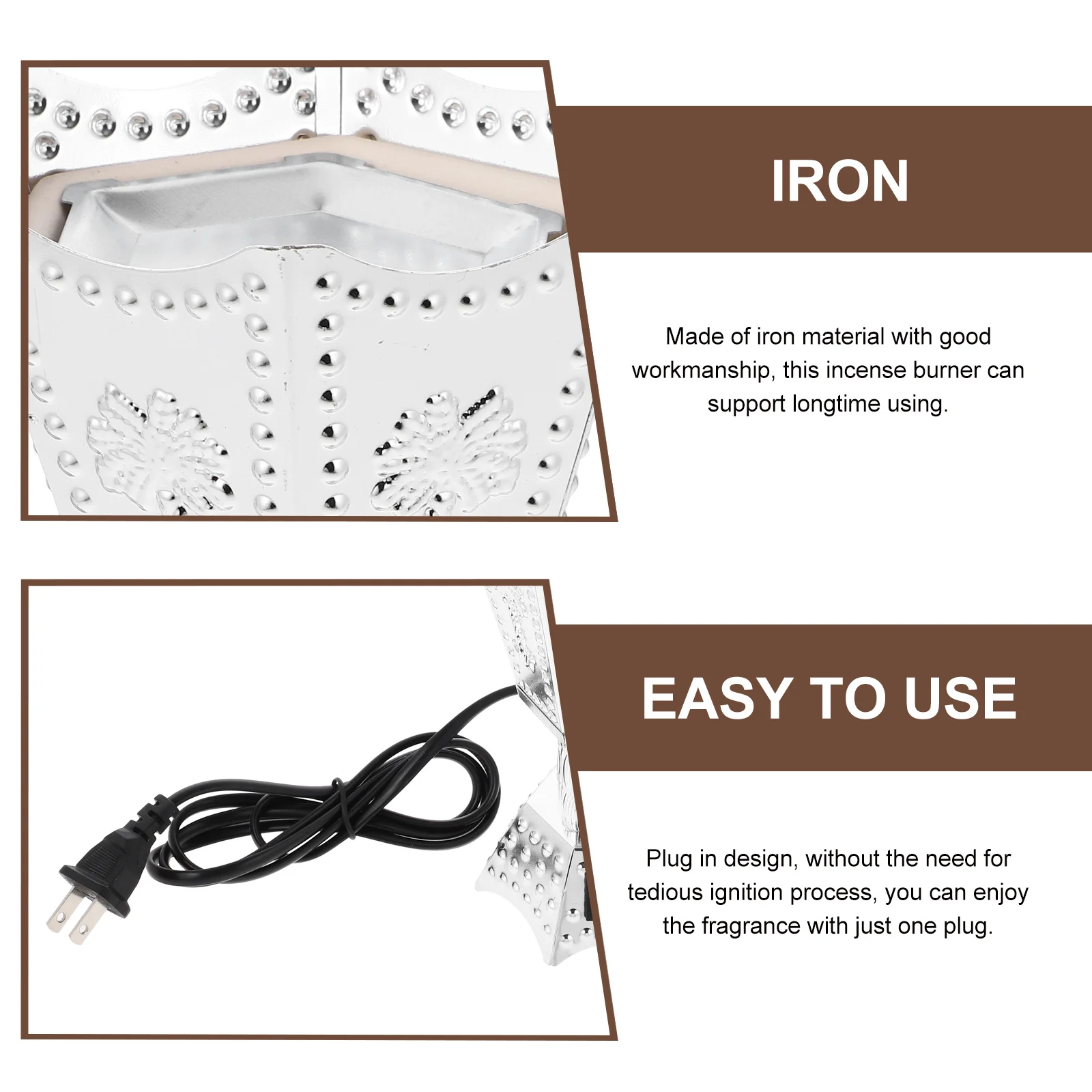 

Electric Incense Burner Arabic Metal Censer Household Decorative Tabletop Aromatherapy Air Purifier Aroma Burner Us Plug