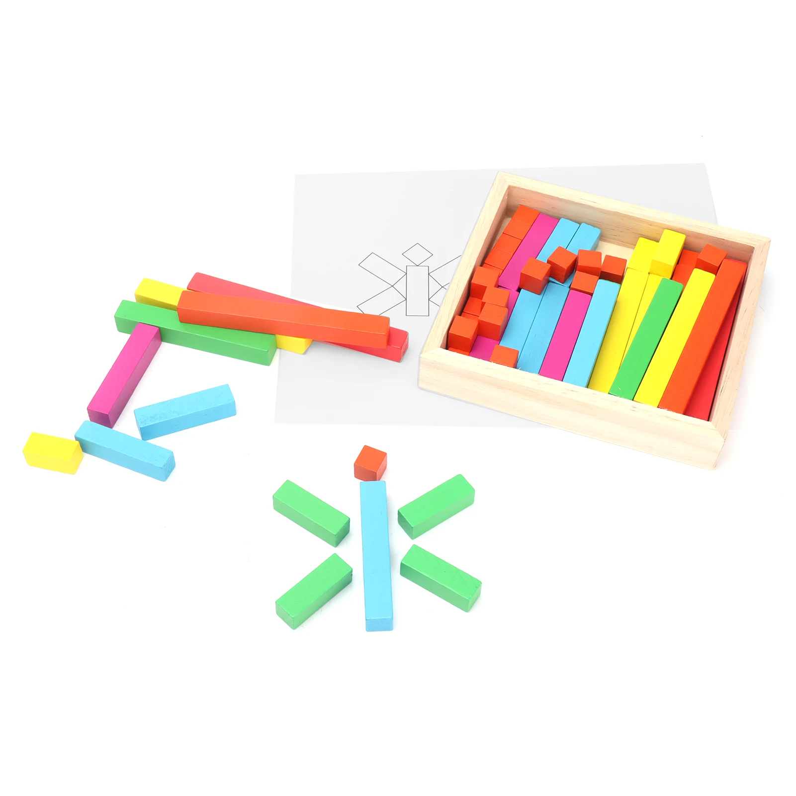 Bâtons de Comptage en Bois Colorés, Kit Individuel pour Enfants, Zones de Comptage, Fournitures Scolaires