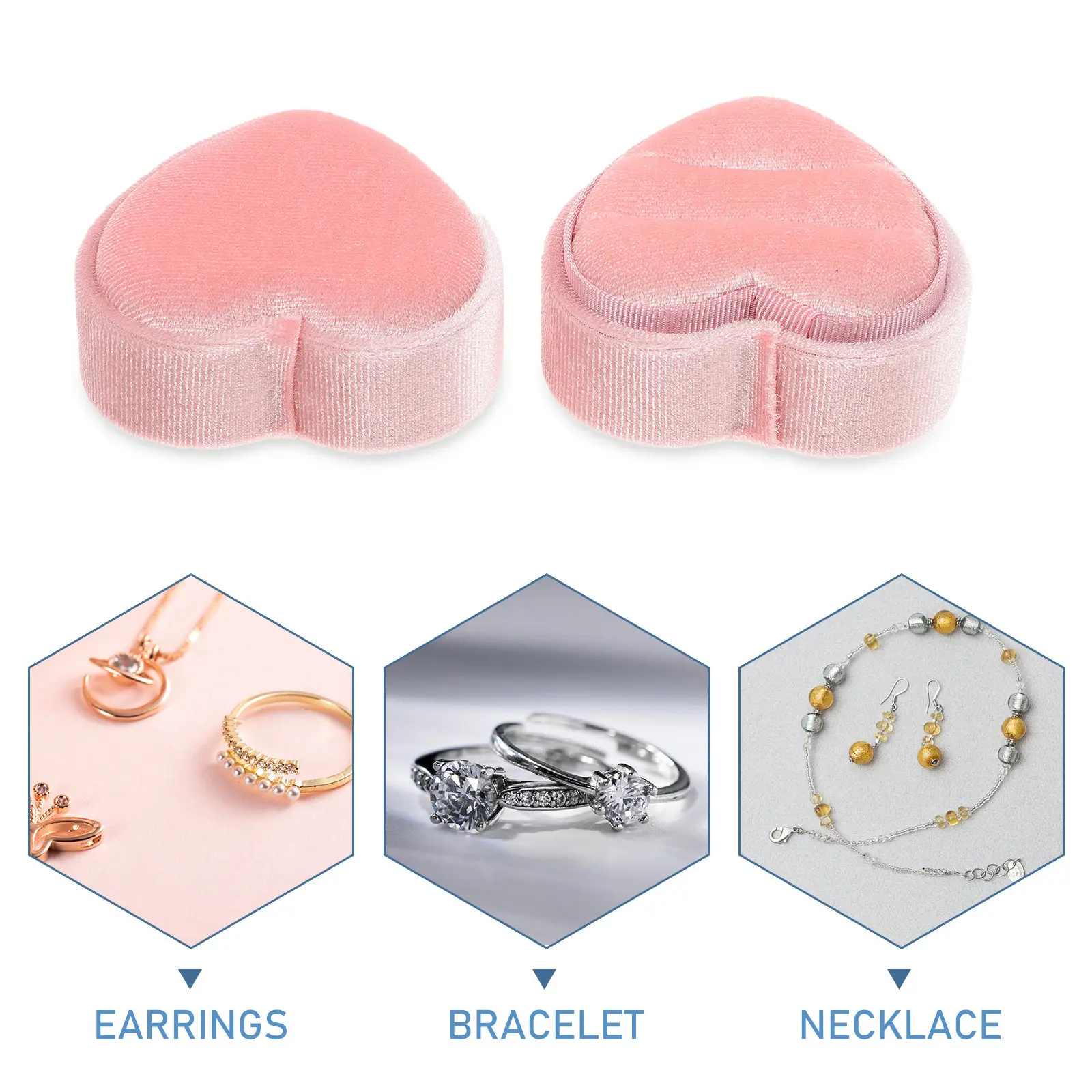 Heart Shaped Ring Box Jewelry Storage Elegant Wedding Ceremony Engagement Proposal Ring Gift Packaging Box for Rings Earrings